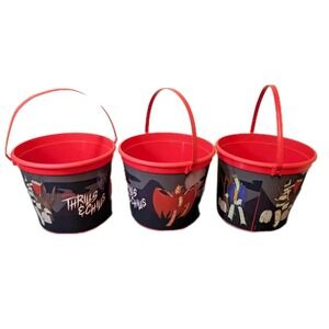 AMC Thrills & Chills Red Halloween Popcorn or Candy Bucket 2023 Lot of 3